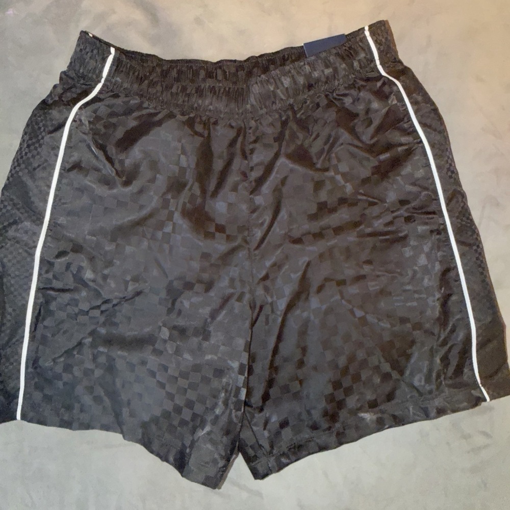 DSG Boys Black Checkerboard Woven Soccer Shorts Size L 14-16 Piping
